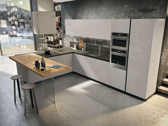 cucina con penisola stile moderno